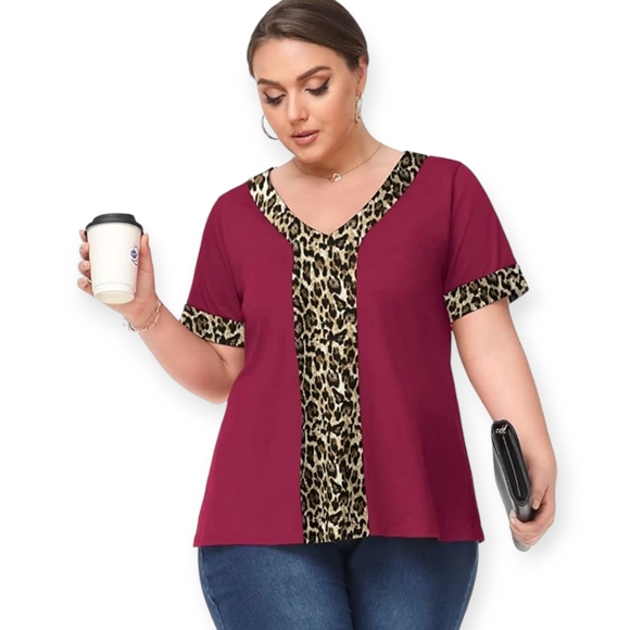 Larace Tops - Leopard Print Casual Plus Size Top
